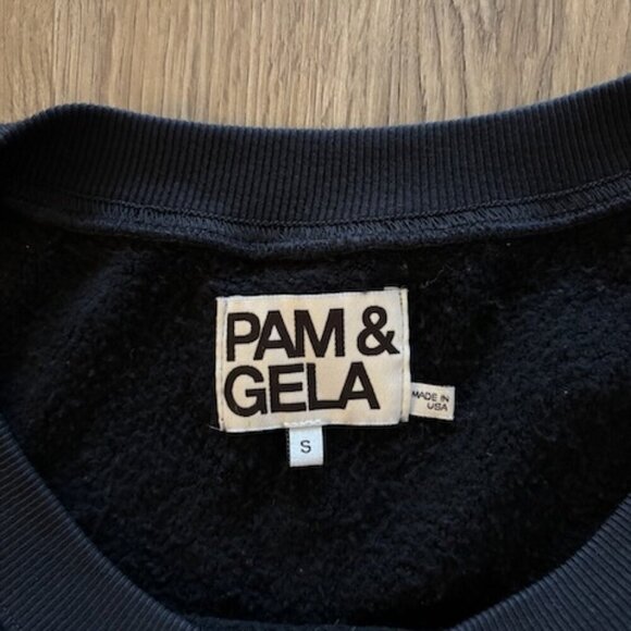 Pam & Gela Womens Sweater Sweatshirt Size Small Black Crochet Grunge Dark Goth - Picture 13 of 15